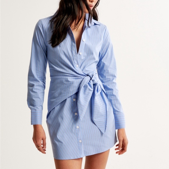 NWOT Abercrombie long sleeve wrap shirt dress - Picture 1 of 2